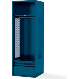 Framed Vented Stadium Locker with Shelf and Footlocker, 24"W x 24"D x 72"H, Blue, All-Welded