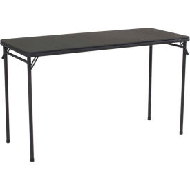 Vinyl Top Folding Table, 48" x 20" x 29", Black