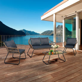 Lugano 4 Piece Rattan Outdoor Sofa Seating Set with Cushions