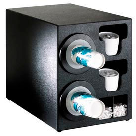 Dispense-Rite Countertop 2 Cup Dispenser w/Organizers - Black