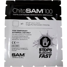 Chito SAM Single Ply Hemostatic Dressing 4"x4"