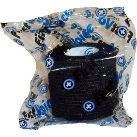2" x 5 Yards Self Adhesive Bandage, Non-Latex, Black, Pack of 4