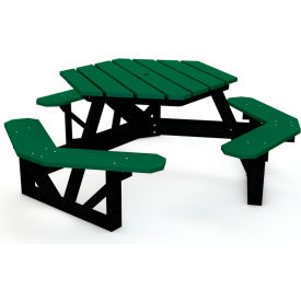6' Hexagon Picnic Table, Recycled Plastic, Green