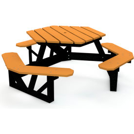 6' Hexagon Picnic Table, Recycled Plastic, Cedar