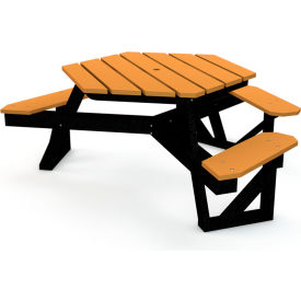 6' Hexagon Picnic Table, Recycled Plastic, Cedar