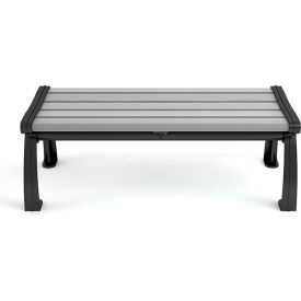 Heritage 4' Recycled Plastic Bench, Backless, Gray Bench/Black Frame