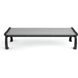 Heritage 6' Recycled Plastic Bench, Backless, Gray Bench/Black Frame