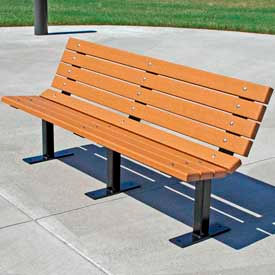 6' Recycled Plastic Contour Bench, Cedar Bench/Black Frame