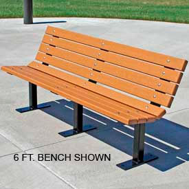 8' Recycled Plastic Contour Bench, Cedar Bench/Black Frame