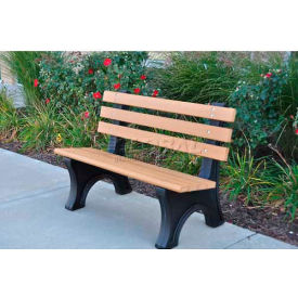 8' Recycled Plastic Comfort Park Avenue Bench, Cedar Bench/Black Frame