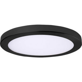 15" Round Platter LED Flush Mount Light, 40W, 120V, 3000K, Black