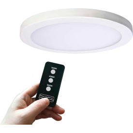 11" Round Multi-Color Temperature LED Flush Mount Light, Remote Control, 30W, 120V, White
