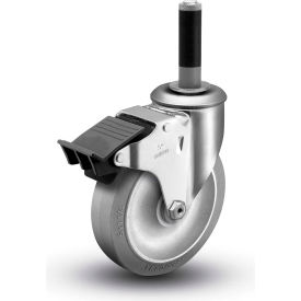 5" Caster with Expansion Swivel Stem and Brake, 2-13/16"H Stem, 325 Lb. Capacity