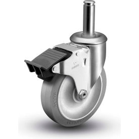 5" Caster with Grip Ring Swivel Stem and Brake, 2-3/16"H Stem, 325 Lb. Capacity