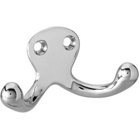 Small Double Coat Hook, Satin Chrome