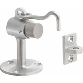 Dome Door Stop W/ Keeper, 2-1/2" Dia, Satin Chrome