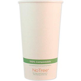 20 oz NoTree Paper Hot Cups, Natural, 1,000/Carton