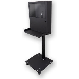 Black Powder Coated Steel Pedestal Base with Locking Casters