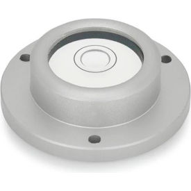 Bull's Eye Levels, Aluminum, Surface Mount, 0.67" Hub Dia, 0.98" Base Dia, Silver