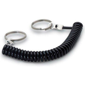 Spiral Retaining Cables, Plastic, 2 Key Rings, 7.87"L, 0.94" Key Ring Dia.