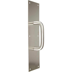 Pull Plate, 4"L x 16"H x 3/4, Satin Stainless Steel, 6" CTC