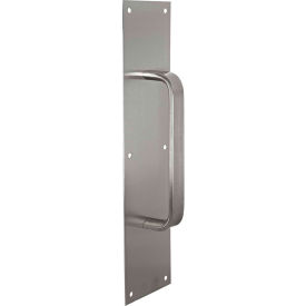 Pull Plate, 4"L x 16"H x 1, Satin Stainless Steel, 8" Center to Center