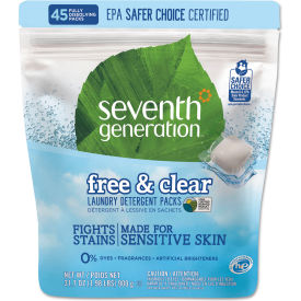 Natural Laundry Detergent Packs, Powder, Unscented, 45 Packets/Pack