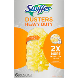 Heavy Duty Dusters Refill, Dust Lock Fiber, Yellow, 6/Box, 4 Box/Case