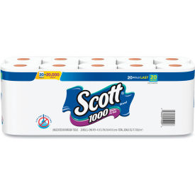 1000 Bathroom Tissue, Septic Safe, 1-Ply, White, 1000 Sheet/Roll, 20/Pack