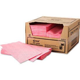 Wet Wipes, 11-1/2" x 24", White/Pink, 200/Case
