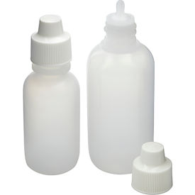 2oz Natural LDPE Boston Round Bottle with 18mm White PP Dropper and Nasal Cap, 12PK