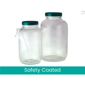 128oz Clear Safety Coated Glass Wide Mouth Bottle 89-400 Neck Finish, 4/Pack