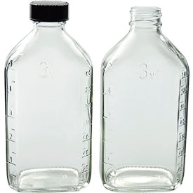 6oz Clear Glass Prescription Ware Bottle with 24-400 Black Phenolic Cap, 48/Pack