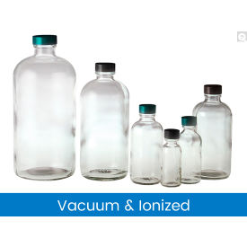 1oz Boston Round Bottle w/20-400 Green Thermoset F217 & PTFE Lined Cap, Vacuum, 48PK