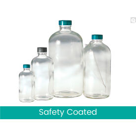 16oz Boston Round Bottle w/28-400 Green Thermoset F217 & PTFE Lined Cap, 12PK