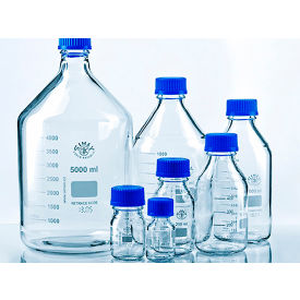 10000ml Graduated Clear Borosilicate Glass Media Bottle with GL45 Blue Screw Cap, 1PK