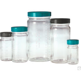 8oz Clear Graduated Medium Round w/58-400 Green Thermoset F217 & PTFE Lined Cap, 24PK