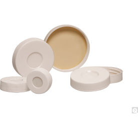 28-400 White Polypropylene Hole Cap with Bonded PTFE/Silicone Septa, 120PK