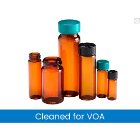 27.50 x 95mm 10 dram Amber Vial with 24-400 Green PP Hole Cap, Cleaned/Cert, 144 pack