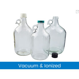 128oz Clear Jug w/38-400 Green Thermoset F217 & PTFE Cap, Vacuum, 4PK