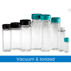 15 x 45mm 1 dram Glass Vial with 13-425 Black Phenolic PolyCone Lined Cap, Vacuum, 144PK