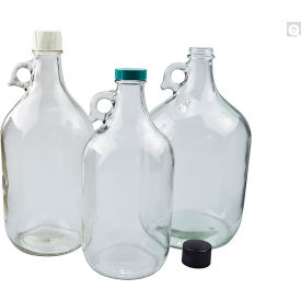 64oz Clear Jug w/38-400 Black Phenolic Polyseal Cone Cap, 6PK