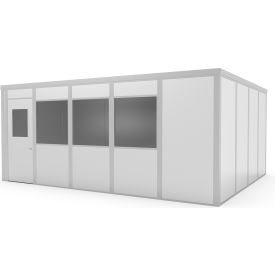 Modular Inplant Office with 3 Windows, Class C, 16'Wx20'D, Gray
