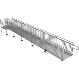 Code Compliant Wheelchair Ramp Kit, 28' X 48"W, Guards, 3/PK