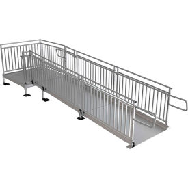 Code Compliant Wheelchair Ramp Kit, 14' X 48"W, Guards, 3/PK