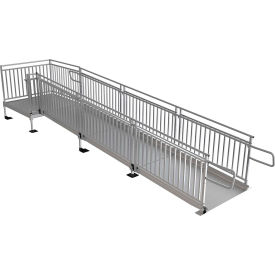 Wheelchair Ramp Kit, 18' X 48"W, Guards, 3/PK