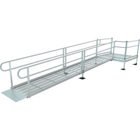 PATHWAY 3G Platform, 5'x5', Expanded Metal, 2-Line Handrail, 65-1/2" Out W x 65-1/2" Out L