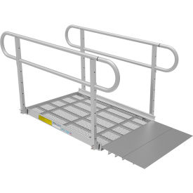 Wheelchair Ramp Kit, 4FT, 36" Use W, Expanded Metal, Two-Line Handrail