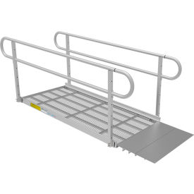 Wheelchair Ramp Kit, 6FT, 36" Use W, Expanded Metal, Two-Line Handrail, 2/PK