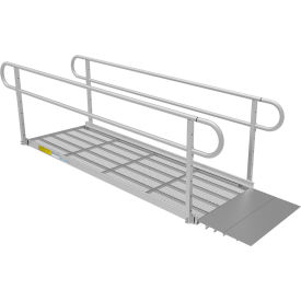 Wheelchair Ramp Kit, 8FT, 36" Use W, Expanded Metal, Two-Line Handrail, 2/PK